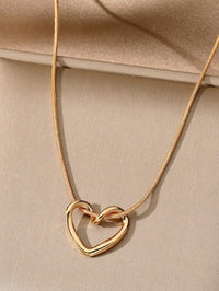Gold Hollow Heart Necklace